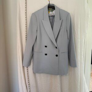 Ted Baker Hildia Longline Blazer Jacket Women's Gray Size 2 Double Breasted